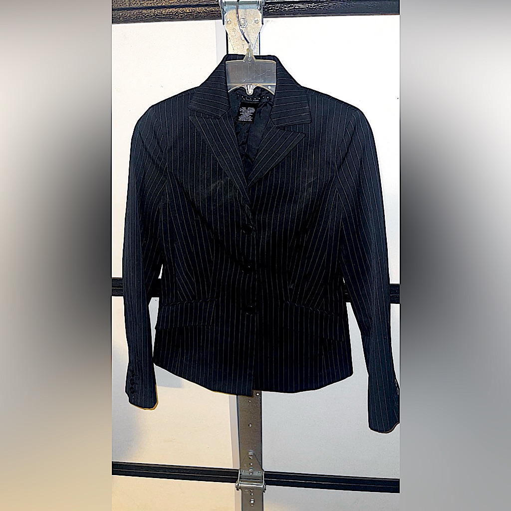 Stunning Laundry By Shelli Segall Fitted Sz 4 Pinstriped Blazer Worn 2xs!